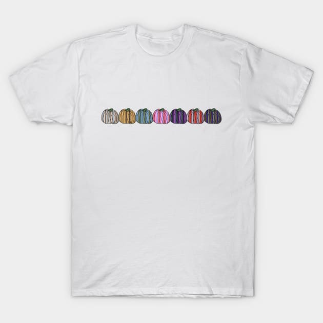 Colored Stripes Pumpkin Row T-Shirt by ellenhenryart